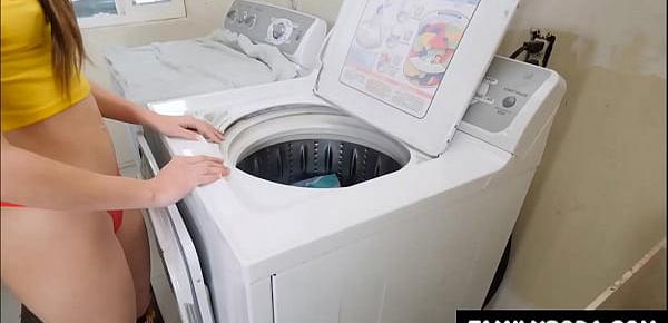  Father bangs Daughter while shes doing laundry
